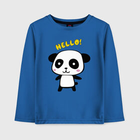 Детский лонгслив хлопок с принтом Милая пандочка в Екатеринбурге, 100% хлопок | круглый вырез горловины, полуприлегающий силуэт, длина до линии бедер | Тематика изображения на принте: маленькая панда | маленькая пандочка | милашка | милая панда | милая пандочка | панда | панда hello | панда милашка | пандочка | пандочка hello | пандочка милашка