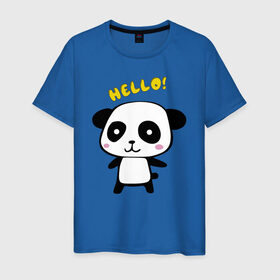 Мужская футболка хлопок с принтом Милая пандочка в Екатеринбурге, 100% хлопок | прямой крой, круглый вырез горловины, длина до линии бедер, слегка спущенное плечо. | маленькая панда | маленькая пандочка | милашка | милая панда | милая пандочка | панда | панда hello | панда милашка | пандочка | пандочка hello | пандочка милашка