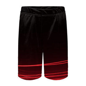 Детские спортивные шорты 3D с принтом Красное и Черное в Екатеринбурге,  100% полиэстер
 | пояс оформлен широкой мягкой резинкой, ткань тянется
 | красный цвет | линия | неон | свет | текстура | черный и красный