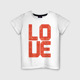 Детская футболка хлопок с принтом Love в Екатеринбурге, 100% хлопок | круглый вырез горловины, полуприлегающий силуэт, длина до линии бедер | love | любовь | надпись | узор