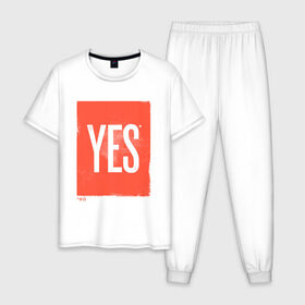 Мужская пижама хлопок с принтом Yes-No в Екатеринбурге, 100% хлопок | брюки и футболка прямого кроя, без карманов, на брюках мягкая резинка на поясе и по низу штанин
 | Тематика изображения на принте: no | yes | да | надпись | нет | со звездочкой