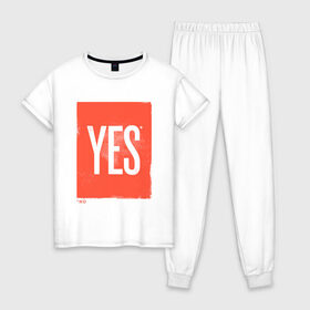 Женская пижама хлопок с принтом Yes-No в Екатеринбурге, 100% хлопок | брюки и футболка прямого кроя, без карманов, на брюках мягкая резинка на поясе и по низу штанин | no | yes | да | надпись | нет | со звездочкой