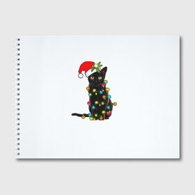 Альбом для рисования с принтом Новогодний кот в Екатеринбурге, 100% бумага
 | матовая бумага, плотность 200 мг. | Тематика изображения на принте: 2021 | белка | гирлянда | год быка | дед мороз | елка | енот | кот | котик | лиса | маска | неон | новогодний кот | новогодняя | новый год | олень | праздник | радуга | рождество | с новым годом | санта