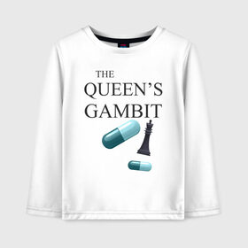 Детский лонгслив хлопок с принтом the queens gambit в Екатеринбурге, 100% хлопок | круглый вырез горловины, полуприлегающий силуэт, длина до линии бедер | the queens gambit | нетфликс | сериал | ход королевы