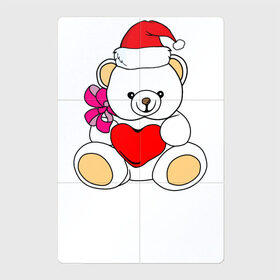 Магнитный плакат 2Х3 с принтом Новогодний мишка в Екатеринбурге, Полимерный материал с магнитным слоем | 6 деталей размером 9*9 см | bear | christmas | merry | new year | teddy | winter | елка | зима | зимний | игрушка | колпак | люблю | малыш | медведь | медвежата | медвежонок | новогодний | новый год | плюшевый | подарок | рождество | санта | сердце | снег