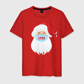 Мужская футболка хлопок с принтом Новый год 2021 в Екатеринбурге, 100% хлопок | прямой крой, круглый вырез горловины, длина до линии бедер, слегка спущенное плечо. | 