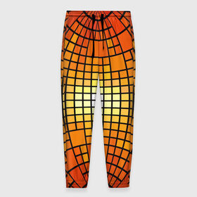 Мужские брюки 3D с принтом Сфера в Екатеринбурге, 100% полиэстер | манжеты по низу, эластичный пояс регулируется шнурком, по бокам два кармана без застежек, внутренняя часть кармана из мелкой сетки | квадраты | красный | оранжевый | текстура | шар