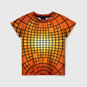 Детская футболка 3D с принтом Сфера в Екатеринбурге, 100% гипоаллергенный полиэфир | прямой крой, круглый вырез горловины, длина до линии бедер, чуть спущенное плечо, ткань немного тянется | квадраты | красный | оранжевый | текстура | шар