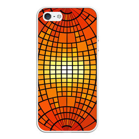 Чехол для iPhone 5/5S матовый с принтом Сфера в Екатеринбурге, Силикон | Область печати: задняя сторона чехла, без боковых панелей | квадраты | красный | оранжевый | текстура | шар