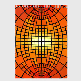 Скетчбук с принтом Сфера в Екатеринбурге, 100% бумага
 | 48 листов, плотность листов — 100 г/м2, плотность картонной обложки — 250 г/м2. Листы скреплены сверху удобной пружинной спиралью | квадраты | красный | оранжевый | текстура | шар