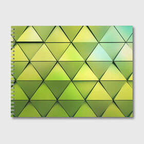 Альбом для рисования с принтом Зелёные треугольники в Екатеринбурге, 100% бумага
 | матовая бумага, плотность 200 мг. | геометрия | зелёный | текстура | треугольники | фигуры