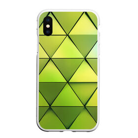 Чехол для iPhone XS Max матовый с принтом Зелёные треугольники в Екатеринбурге, Силикон | Область печати: задняя сторона чехла, без боковых панелей | геометрия | зелёный | текстура | треугольники | фигуры
