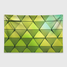 Флаг-баннер с принтом Зелёные треугольники в Екатеринбурге, 100% полиэстер | размер 67 х 109 см, плотность ткани — 95 г/м2; по краям флага есть четыре люверса для крепления | геометрия | зелёный | текстура | треугольники | фигуры