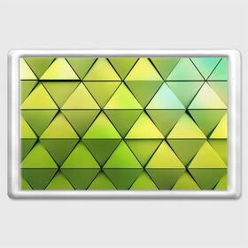 Магнит 45*70 с принтом Зелёные треугольники в Екатеринбурге, Пластик | Размер: 78*52 мм; Размер печати: 70*45 | геометрия | зелёный | текстура | треугольники | фигуры