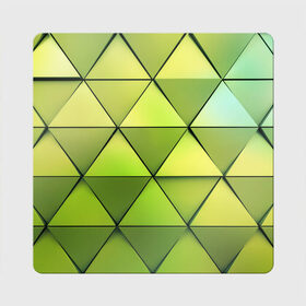Магнит виниловый Квадрат с принтом Зелёные треугольники в Екатеринбурге, полимерный материал с магнитным слоем | размер 9*9 см, закругленные углы | геометрия | зелёный | текстура | треугольники | фигуры