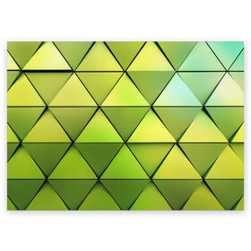 Поздравительная открытка с принтом Зелёные треугольники в Екатеринбурге, 100% бумага | плотность бумаги 280 г/м2, матовая, на обратной стороне линовка и место для марки
 | геометрия | зелёный | текстура | треугольники | фигуры