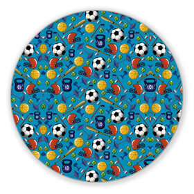 Коврик для мышки круглый с принтом СПОРТ в Екатеринбурге, резина и полиэстер | круглая форма, изображение наносится на всю лицевую часть | бейсбол | гиря | спорт | футбол | футбольный мяч | штанга
