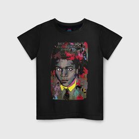 Детская футболка хлопок с принтом Jean Michel Basquiat в Екатеринбурге, 100% хлопок | круглый вырез горловины, полуприлегающий силуэт, длина до линии бедер | Тематика изображения на принте: art | eyes | guy | jean michel basquiat | глаза | жан мишель баския | искусство | парень