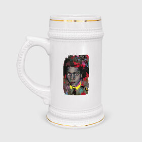 Кружка пивная с принтом Jean Michel Basquiat в Екатеринбурге,  керамика (Материал выдерживает высокую температуру, стоит избегать резкого перепада температур) |  объем 630 мл | Тематика изображения на принте: art | eyes | guy | jean michel basquiat | глаза | жан мишель баския | искусство | парень