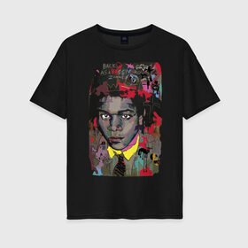 Женская футболка хлопок Oversize с принтом Jean Michel Basquiat в Екатеринбурге, 100% хлопок | свободный крой, круглый ворот, спущенный рукав, длина до линии бедер
 | art | eyes | guy | jean michel basquiat | глаза | жан мишель баския | искусство | парень