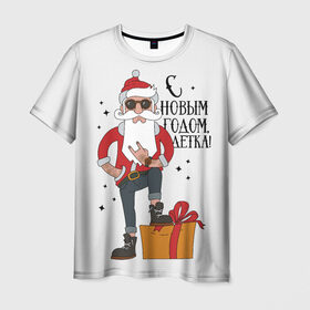 Мужская футболка 3D с принтом С Новым годом, детка! в Екатеринбурге, 100% полиэфир | прямой крой, круглый вырез горловины, длина до линии бедер | Тематика изображения на принте: 