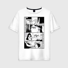 Женская футболка хлопок Oversize с принтом Карате в Екатеринбурге, 100% хлопок | свободный крой, круглый ворот, спущенный рукав, длина до линии бедер
 | графика | карате | комикс | манга | япония