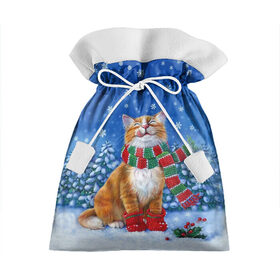 Подарочный 3D мешок с принтом Cat New Year в Екатеринбурге, 100% полиэстер | Размер: 29*39 см | 2021 | santa | белка | гирлянда | год быка | дед мороз | елка | енот | зверь | кот | котейка | котик | кошак | лиса | мальчик | маска | неон | новогодняя | новый год | олень | пингвин | праздник | радуга | ребенку