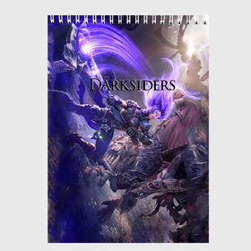 Скетчбук с принтом Darksiders в Екатеринбурге, 100% бумага
 | 48 листов, плотность листов — 100 г/м2, плотность картонной обложки — 250 г/м2. Листы скреплены сверху удобной пружинной спиралью | darksiders 2 | апокалипсиса | всадника | игра | слешер