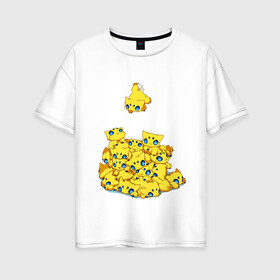 Женская футболка хлопок Oversize с принтом Покемон Joltik в Екатеринбурге, 100% хлопок | свободный крой, круглый ворот, спущенный рукав, длина до линии бедер
 | cute | joltik | джолтик | желтый | насекомое | нинтендо | паук