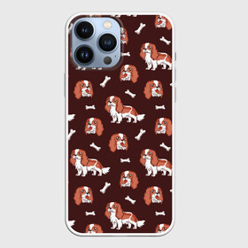 Чехол для iPhone 13 Pro Max с принтом Спаниели в Екатеринбурге,  |  | art | cavalier | charles | cute | dog | english | king | little | small | spaniel | английский | арт | иллюстрация | кавалер | кинг | косточки | маленький | милота | милые | милый | мини | песики | порода | собака | собачки | спаниель