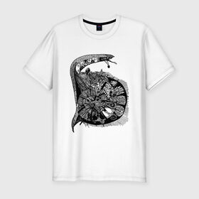 Мужская футболка хлопок Slim с принтом Улитка в Екатеринбурге, 92% хлопок, 8% лайкра | приталенный силуэт, круглый вырез ворота, длина до линии бедра, короткий рукав | snail | буква 