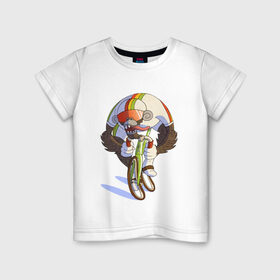 Детская футболка хлопок с принтом Безумный велосипедист в Екатеринбурге, 100% хлопок | круглый вырез горловины, полуприлегающий силуэт, длина до линии бедер | арт | велосипед | велосипедист | обезьяна | рисунок | спортсмен