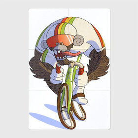 Магнитный плакат 2Х3 с принтом Безумный велосипедист в Екатеринбурге, Полимерный материал с магнитным слоем | 6 деталей размером 9*9 см | Тематика изображения на принте: арт | велосипед | велосипедист | обезьяна | рисунок | спортсмен