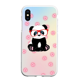 Чехол для iPhone XS Max матовый с принтом Милая пандочка в Екатеринбурге, Силикон | Область печати: задняя сторона чехла, без боковых панелей | Тематика изображения на принте: маленькая панда | маленькая пандочк | милая панда | милая пандочка | панда | панда в красных очках | панда в очках | панда очки | панда сердечки | панда сердце | пандочка | пандочка в красных очках