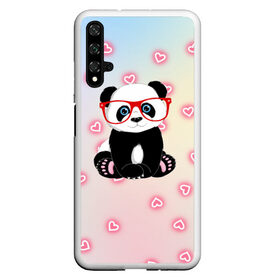 Чехол для Honor 20 с принтом Милая пандочка в Екатеринбурге, Силикон | Область печати: задняя сторона чехла, без боковых панелей | Тематика изображения на принте: маленькая панда | маленькая пандочк | милая панда | милая пандочка | панда | панда в красных очках | панда в очках | панда очки | панда сердечки | панда сердце | пандочка | пандочка в красных очках