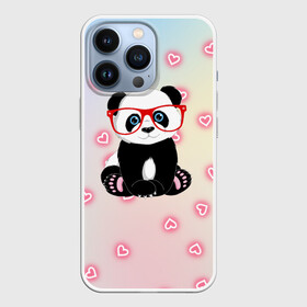 Чехол для iPhone 13 Pro с принтом Милая пандочка в Екатеринбурге,  |  | маленькая панда | маленькая пандочк | милая панда | милая пандочка | панда | панда в красных очках | панда в очках | панда очки | панда сердечки | панда сердце | пандочка | пандочка в красных очках