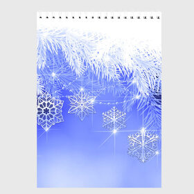 Скетчбук с принтом Новогоднее в Екатеринбурге, 100% бумага
 | 48 листов, плотность листов — 100 г/м2, плотность картонной обложки — 250 г/м2. Листы скреплены сверху удобной пружинной спиралью | Тематика изображения на принте: год | елка | иней | новый | рождество | снежинки