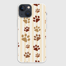 Чехол для iPhone 13 mini с принтом Лапки в Екатеринбурге,  |  | кот | кошка | кошки | лапки | следы | собака | собаки
