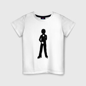 Детская футболка хлопок с принтом Конькобежец в Екатеринбурге, 100% хлопок | круглый вырез горловины, полуприлегающий силуэт, длина до линии бедер | коньки | конькобежец | лед | фигурист | фигуристка | фитнес