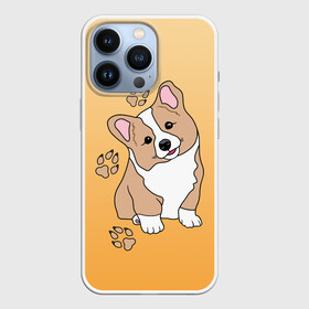 Чехол для iPhone 13 Pro с принтом Персик Корги в Екатеринбурге,  |  | baby | corgi | dog | kawaii | вельш корги | девочкам | детям | животные | каваи | корги | лапки | лапы | малыш | мальчикам | мордочка | мультяшный | персик | пес | песик | питомец | подарок | пушистый | следы