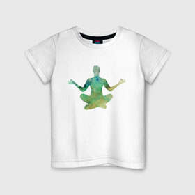 Детская футболка хлопок с принтом Йога тайм в Екатеринбурге, 100% хлопок | круглый вырез горловины, полуприлегающий силуэт, длина до линии бедер | здоровье | йога | кундалини | медитация | релаксация | тело | фитнес | энергия
