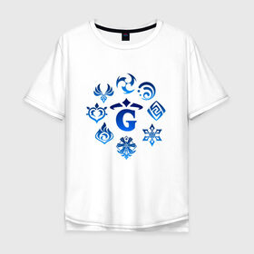 Мужская футболка хлопок Oversize с принтом GENSHIN IMPACT в Екатеринбурге, 100% хлопок | свободный крой, круглый ворот, “спинка” длиннее передней части | game | genshin impact | genshin impact 2020 | аниме. | геншин импакт | геншин импакт карта | игра
