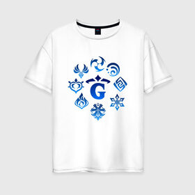 Женская футболка хлопок Oversize с принтом GENSHIN IMPACT в Екатеринбурге, 100% хлопок | свободный крой, круглый ворот, спущенный рукав, длина до линии бедер
 | game | genshin impact | genshin impact 2020 | аниме. | геншин импакт | геншин импакт карта | игра