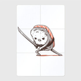Магнитный плакат 2Х3 с принтом Самурай-суши в Екатеринбурге, Полимерный материал с магнитным слоем | 6 деталей размером 9*9 см | Тематика изображения на принте: арт | еда | катана | рис | рисунок | ролл | рыба | суши | япония | японская еда
