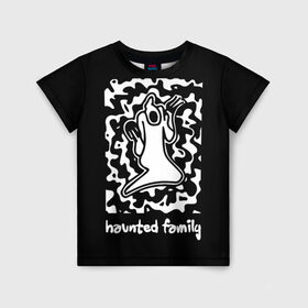 Детская футболка 3D с принтом Haunted Family / Kizaru в Екатеринбурге, 100% гипоаллергенный полиэфир | прямой крой, круглый вырез горловины, длина до линии бедер, чуть спущенное плечо, ткань немного тянется | born to trap | ghost | haunted family | кизару | хорошая работа олег
