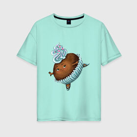 Женская футболка хлопок Oversize с принтом капкейк в Екатеринбурге, 100% хлопок | свободный крой, круглый ворот, спущенный рукав, длина до линии бедер
 | балерина | капкейк | кекс | пироженное | пуанты