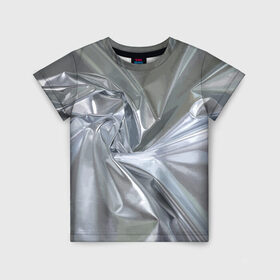 Детская футболка 3D с принтом Фольга в Екатеринбурге, 100% гипоаллергенный полиэфир | прямой крой, круглый вырез горловины, длина до линии бедер, чуть спущенное плечо, ткань немного тянется | fashion | foil | texture | vanguard | авангард | мода | текстура | фольга