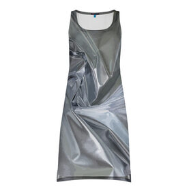 Платье-майка 3D с принтом Фольга в Екатеринбурге, 100% полиэстер | полуприлегающий силуэт, широкие бретели, круглый вырез горловины, удлиненный подол сзади. | fashion | foil | texture | vanguard | авангард | мода | текстура | фольга