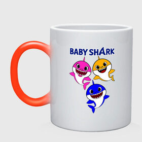 Кружка хамелеон с принтом Baby Shark в Екатеринбурге, керамика | меняет цвет при нагревании, емкость 330 мл | baby | baby shark | shark | акула | анимация | бэби | бэби шарк | дети | мультфильм | песня | ребенок | шарк
