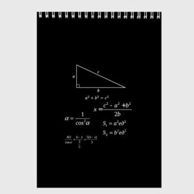Скетчбук с принтом Теорема Пифагора в Екатеринбурге, 100% бумага
 | 48 листов, плотность листов — 100 г/м2, плотность картонной обложки — 250 г/м2. Листы скреплены сверху удобной пружинной спиралью | Тематика изображения на принте: алгебра | геометрия | гипотенуза | катет | математик | пифагор | теорема пифагора | треугольник | философ | формулы | школа | шпаргалка